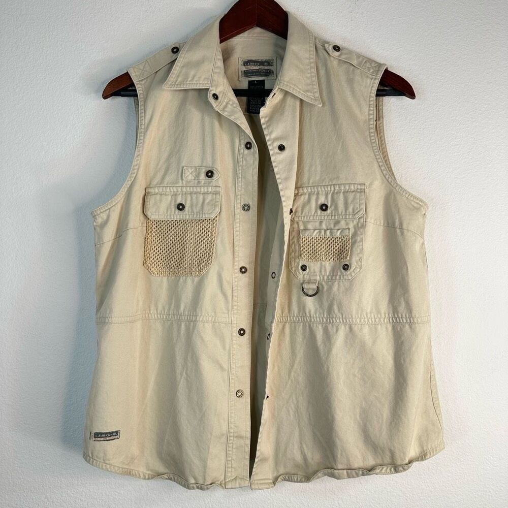 Vintage Lauren 1967 Ralph Lauren Khaki Tactical Military Vest Large 100% Cotton